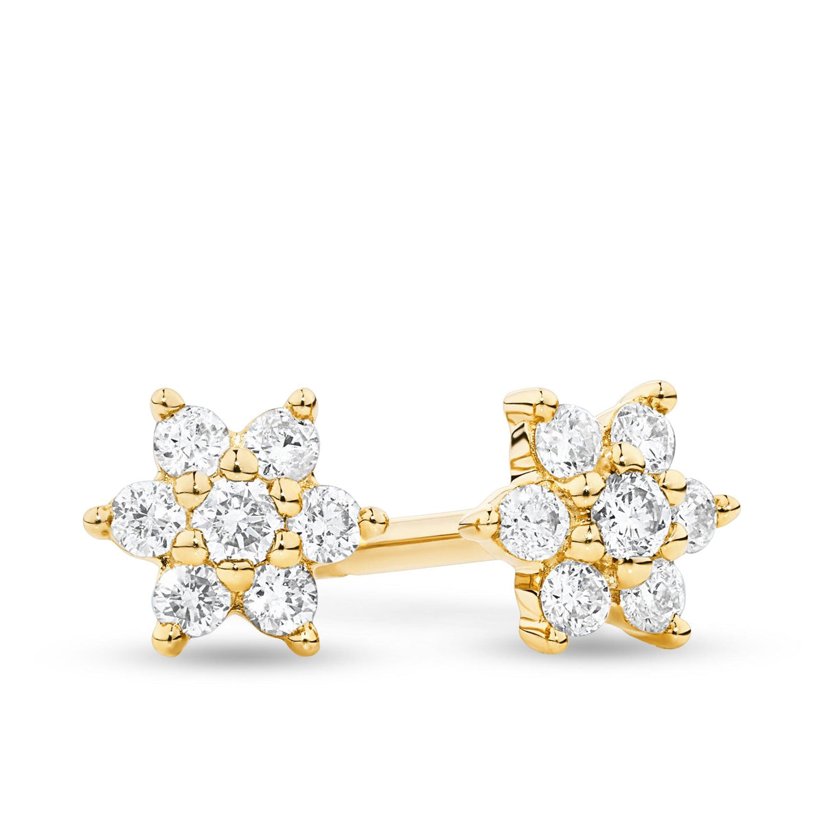 0.124ct TW Diamond Petite Flower Earrings in 9ct Yellow Gold - Wallace Bishop