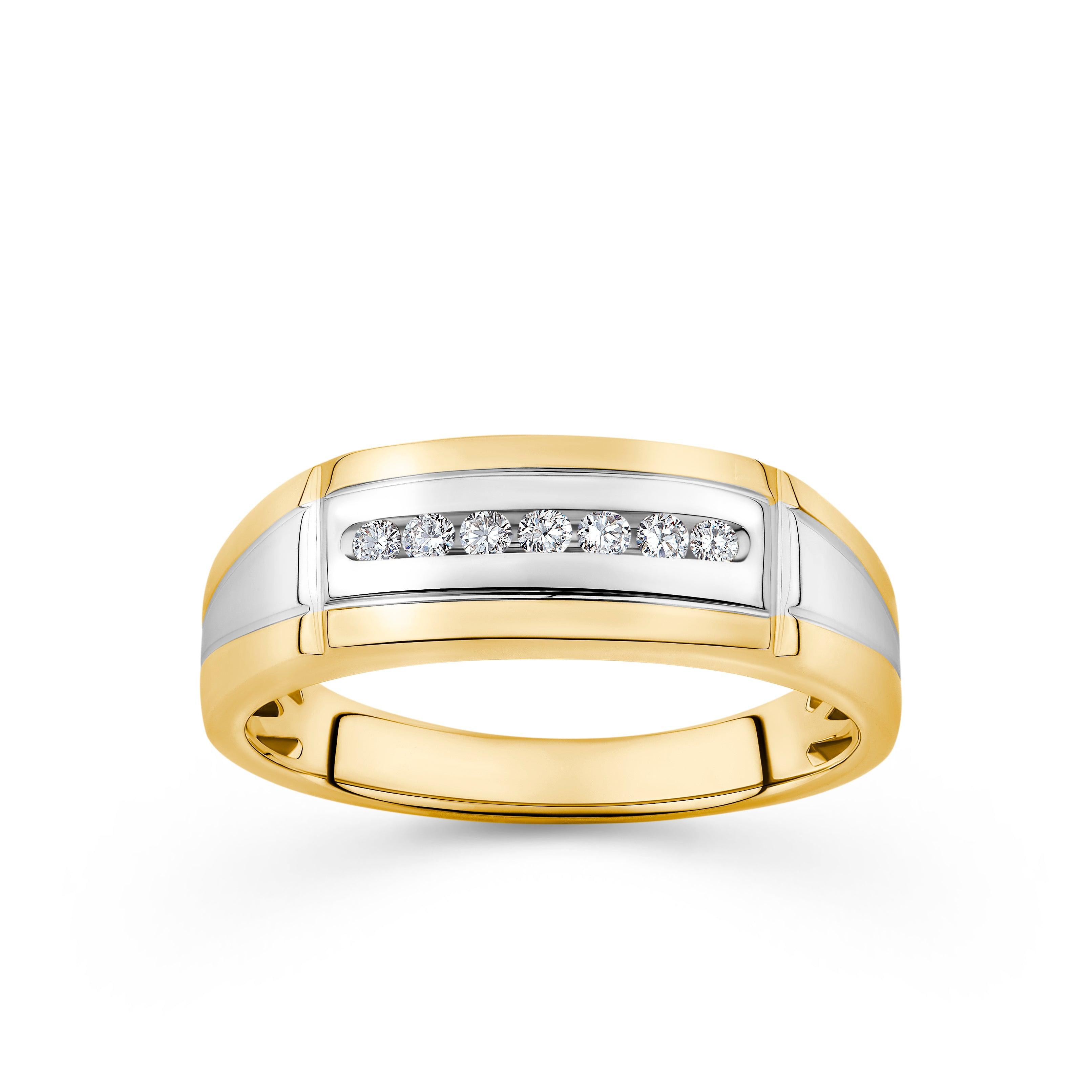 0.15ct TDW Men's Diamond Band in 9ct Yellow and White Gold