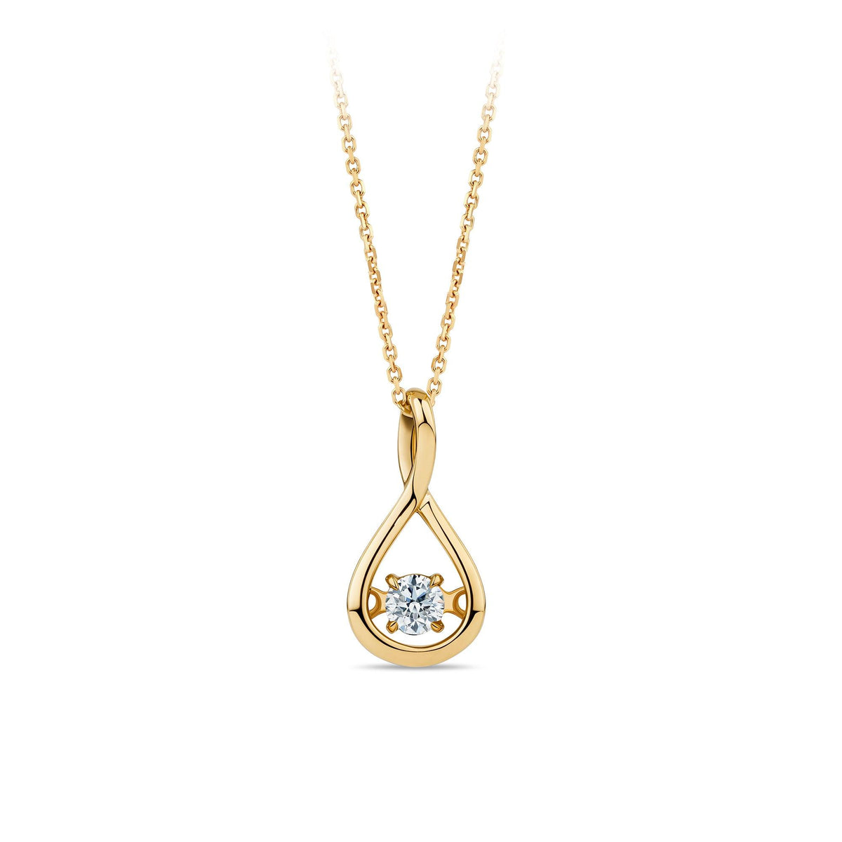0.15ct TW Dancing Diamond Twist Pendant & Chain in 9ct Yellow Gold - Wallace Bishop