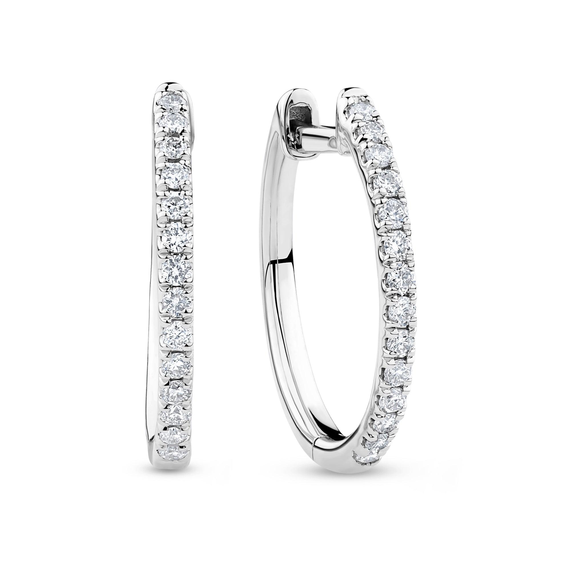 0.168ct TW Diamond Hoop Earrings in 9ct White Gold