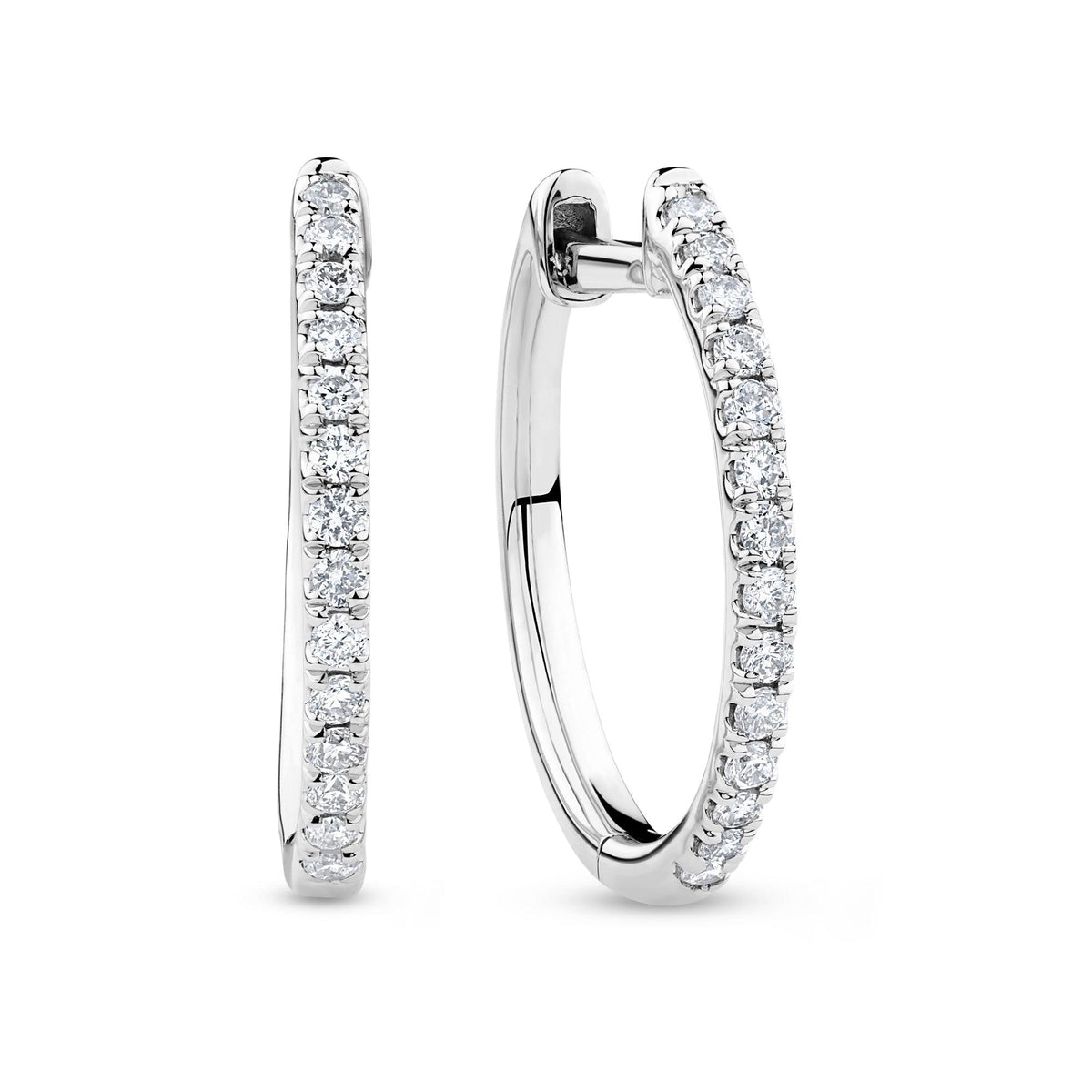 0.168ct TW Diamond Hoop Earrings in 9ct White Gold - Wallace Bishop