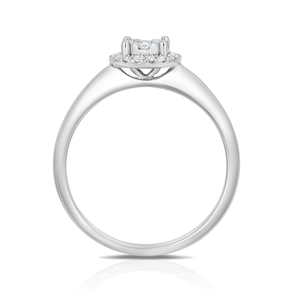 0.20ct TW Diamond Halo Engagement Ring in 9ct White Gold - Wallace Bishop