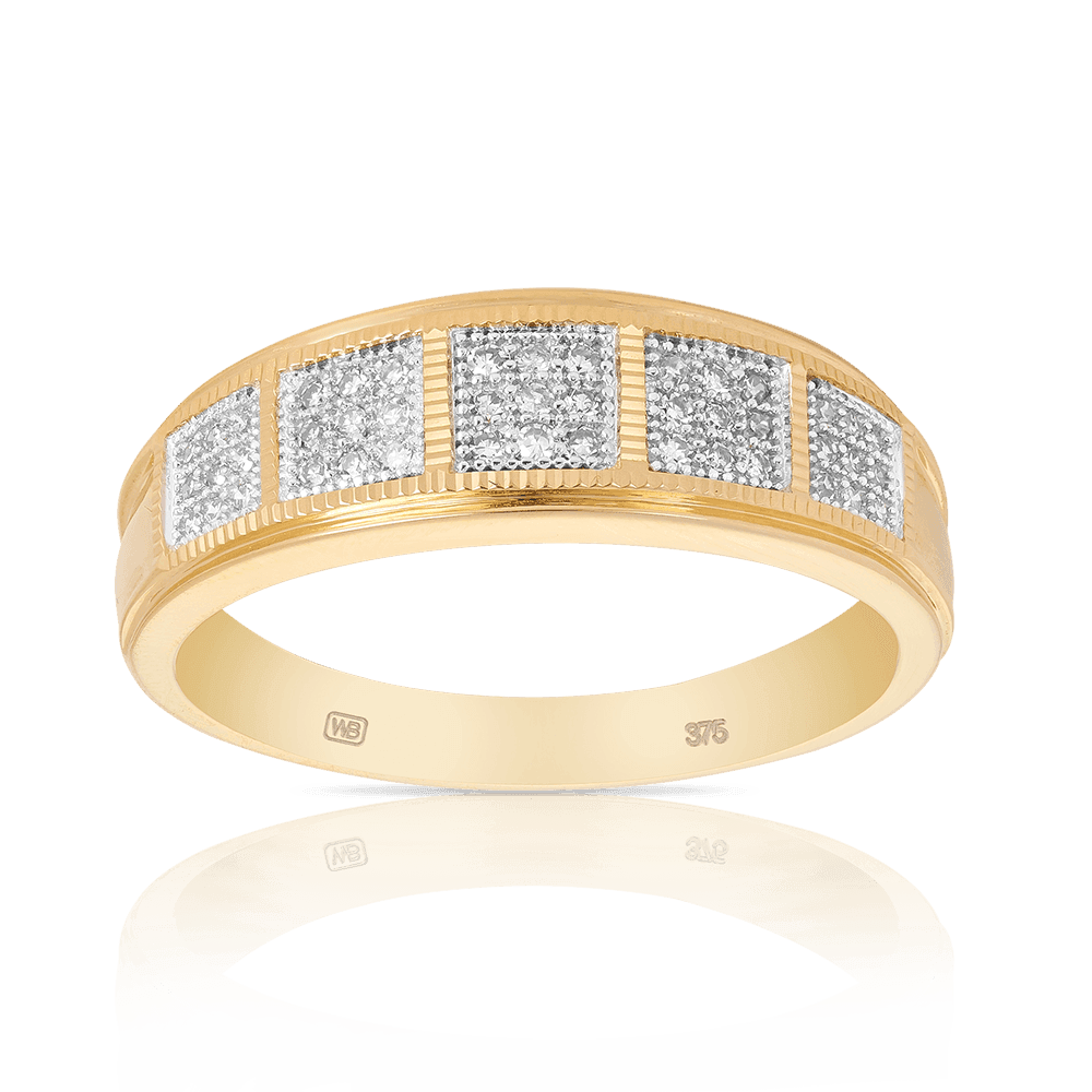 0.20ct TW Diamond Men's Wedding Band in 9ct Yellow Gold - Wallace Bishop