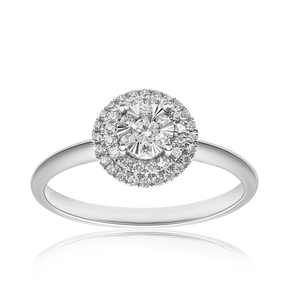 0.22ct TDW Diamond Halo Engagement Ring in 9ct White Gold - Wallace Bishop