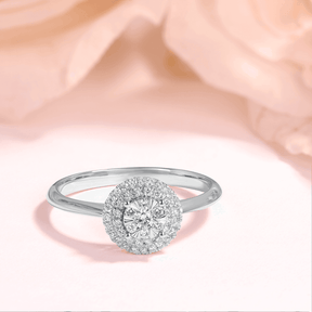 0.22ct TDW Diamond Halo Engagement Ring in 9ct White Gold - Wallace Bishop