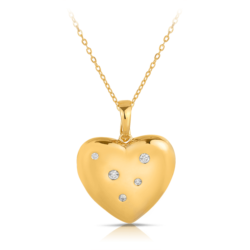 0.25 TDW Heart Pendant Necklace 9ct Yellow Gold