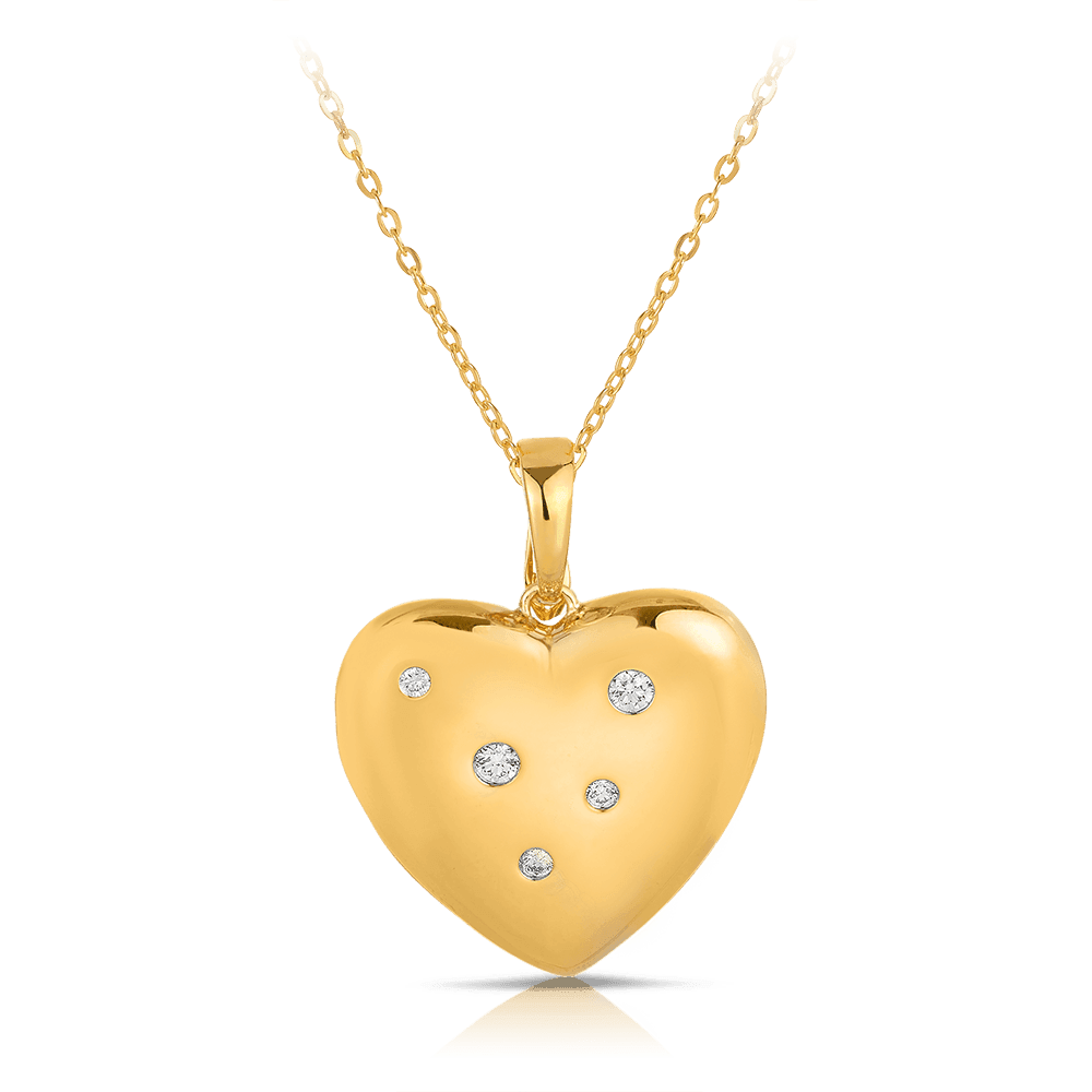 0.25 TDW Heart Pendant Necklace 9ct Yellow Gold - Wallace Bishop