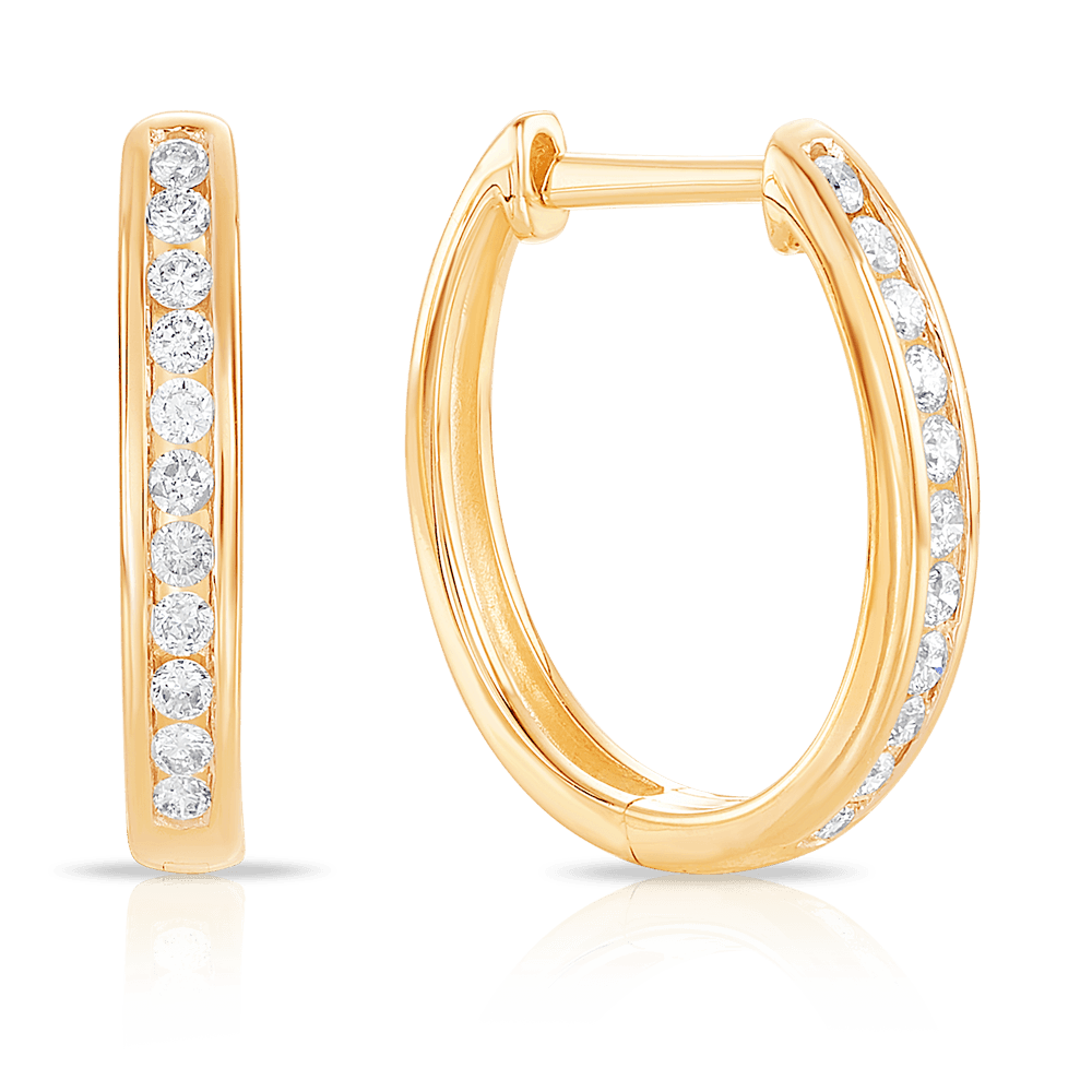 0.254 TDW Channel Set Diamond Hoop Earrings in 9ct Yellow Gold - Wallace Bishop