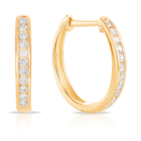 0.254 TDW Channel Set Diamond Hoop Earrings in 9ct Yellow Gold - Wallace Bishop