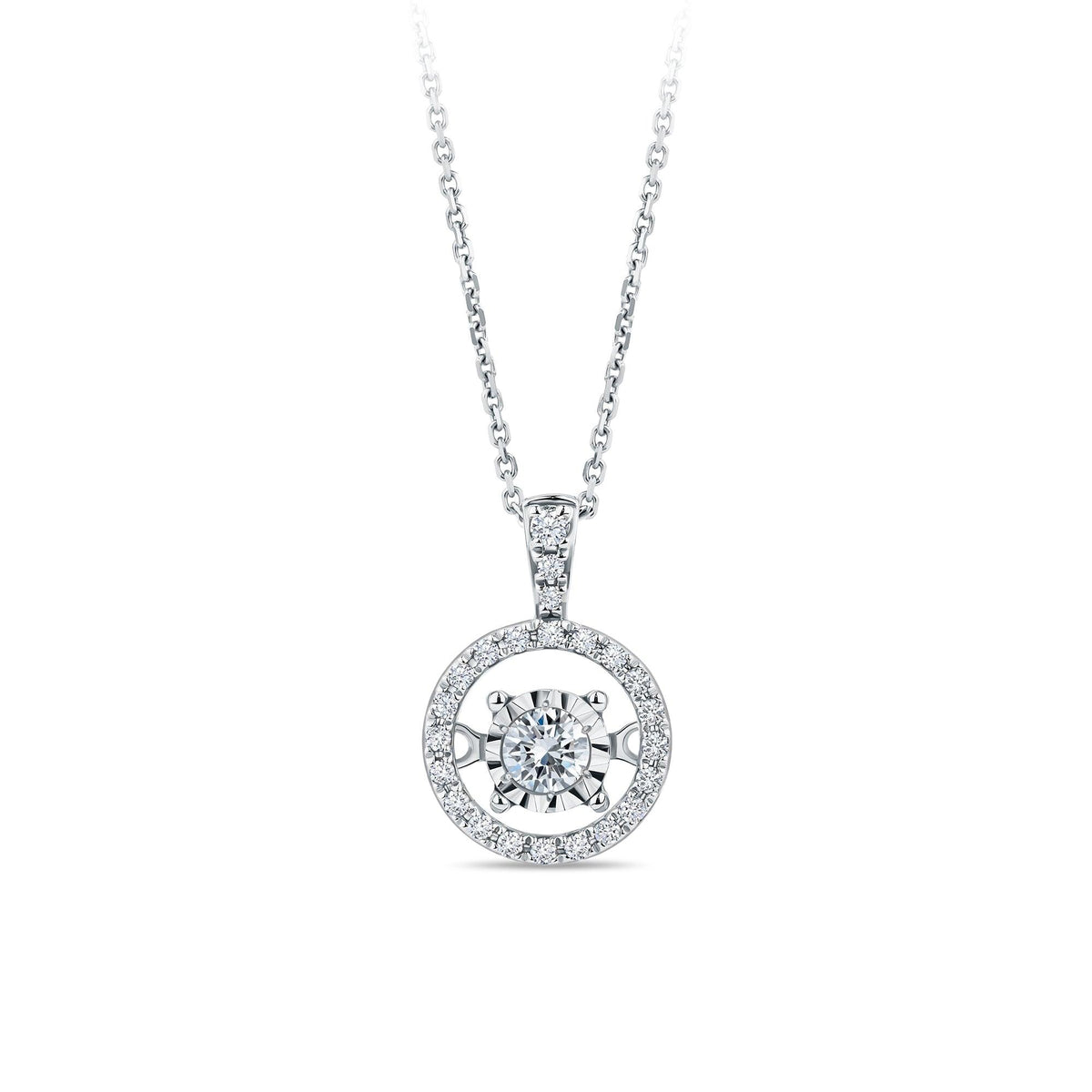 0.25ct TW Dancing Diamond Halo Pendant in 9ct White Gold - Wallace Bishop