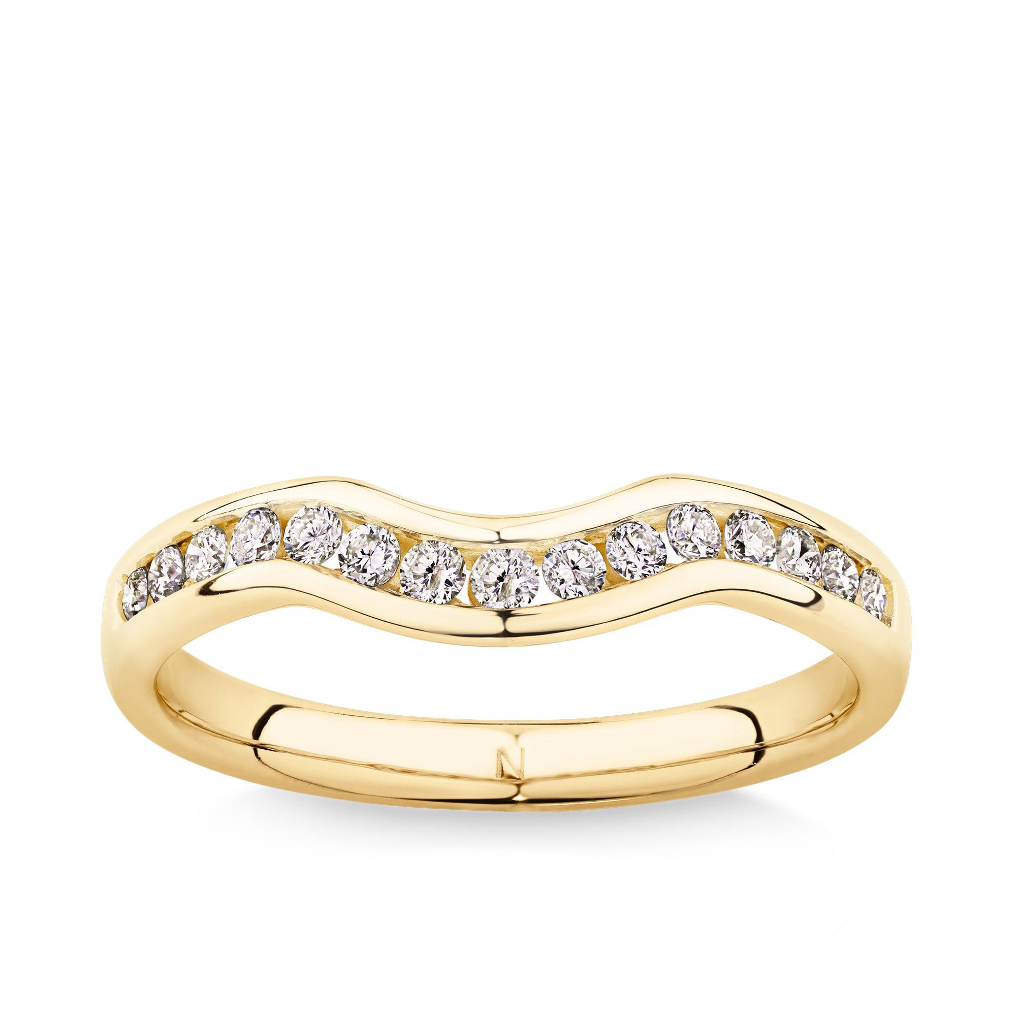 0.25ct TW Diamond Contour Wedding Band in 18ct Yellow Gold