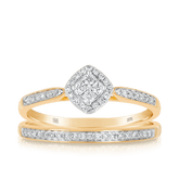 0.25ct TW Diamond Halo Engagement & Bridal Set in 9ct Yellow Gold - Wallace Bishop