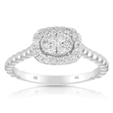 0.25ct TW Diamond Halo Engagement Ring in 9ct White Gold - Wallace Bishop