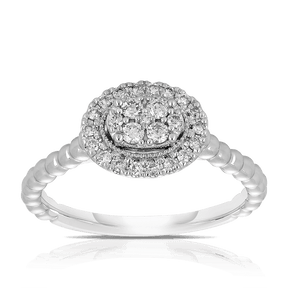 0.25ct TW Diamond Halo Engagement Ring in 9ct White Gold - Wallace Bishop