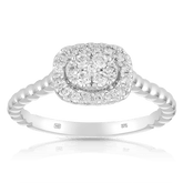 0.25ct TW Diamond Halo Engagement Ring in 9ct White Gold - Wallace Bishop