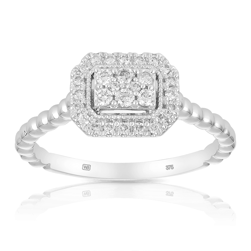 0.25ct TW Diamond Halo Engagement Ring in 9ct White Gold