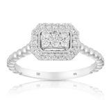 0.25ct TW Diamond Halo Engagement Ring in 9ct White Gold