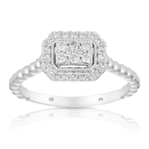0.25ct TW Diamond Halo Engagement Ring in 9ct White Gold - Wallace Bishop