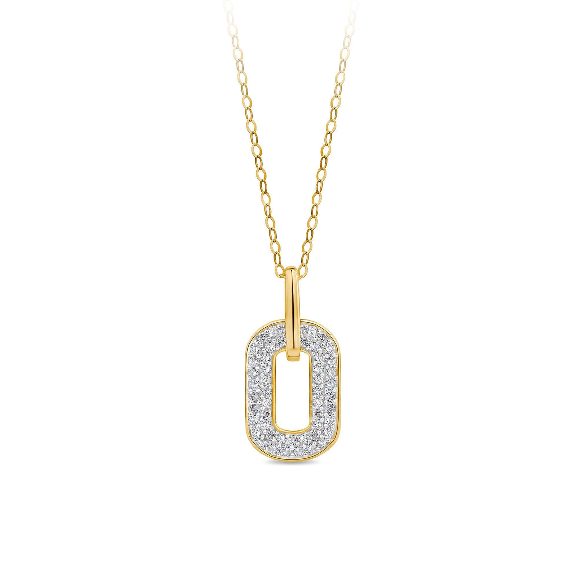 0.25ct TW Diamond Paperclip Drop Pendant with Chain in 9ct Yellow Gold - Wallace Bishop