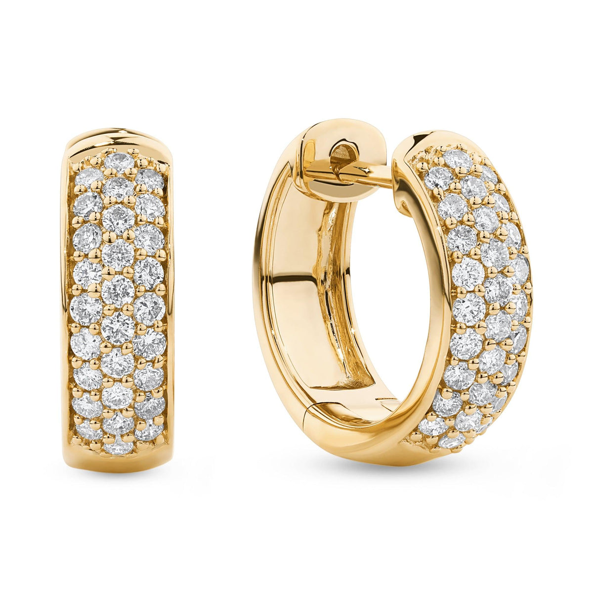 0.30ct TDW Diamond Pavé Dome Huggie Earrings in 9ct Yellow Gold - Wallace Bishop