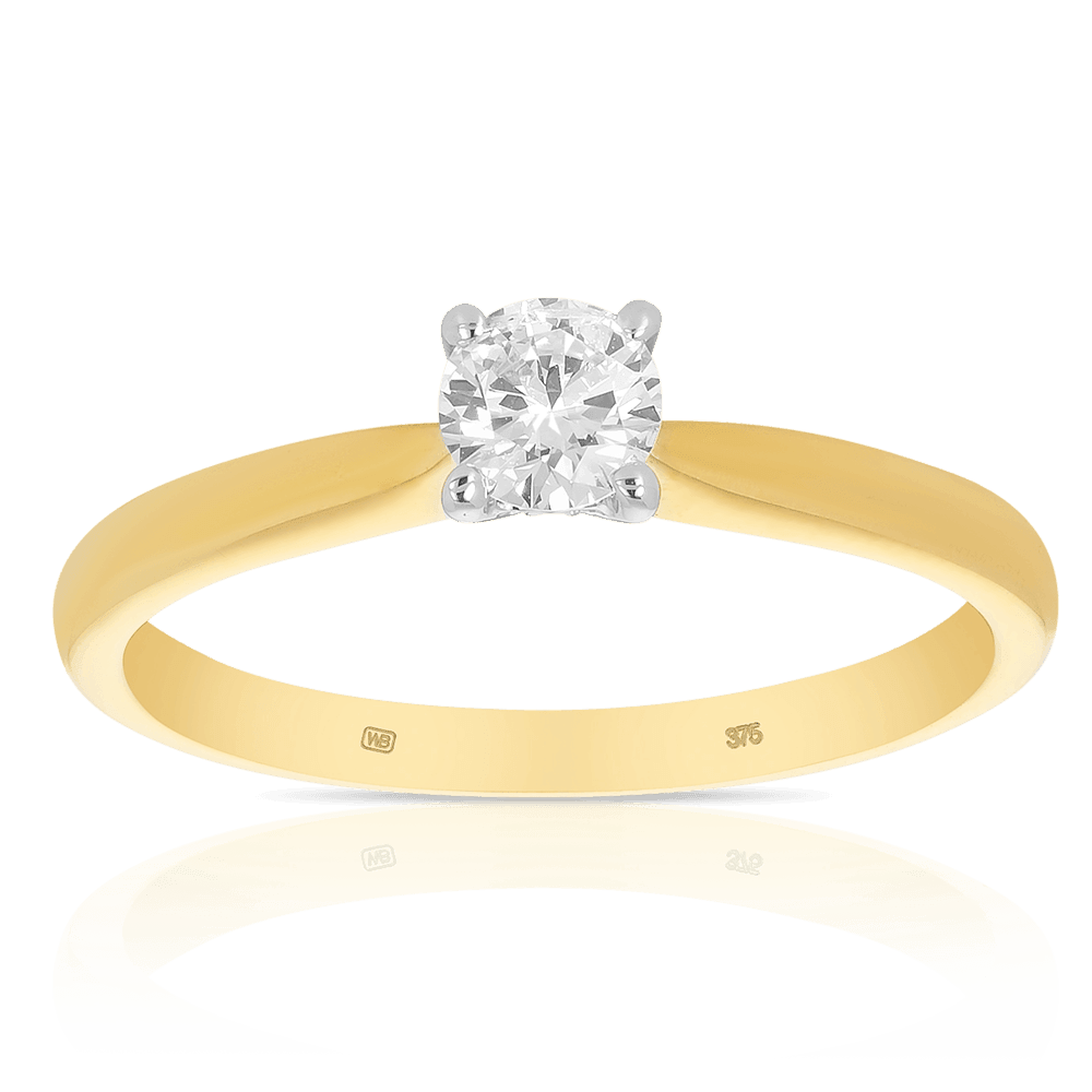 0.30ct TW Diamond Solitaire Engagement Ring in 9ct Yellow Gold - Wallace Bishop
