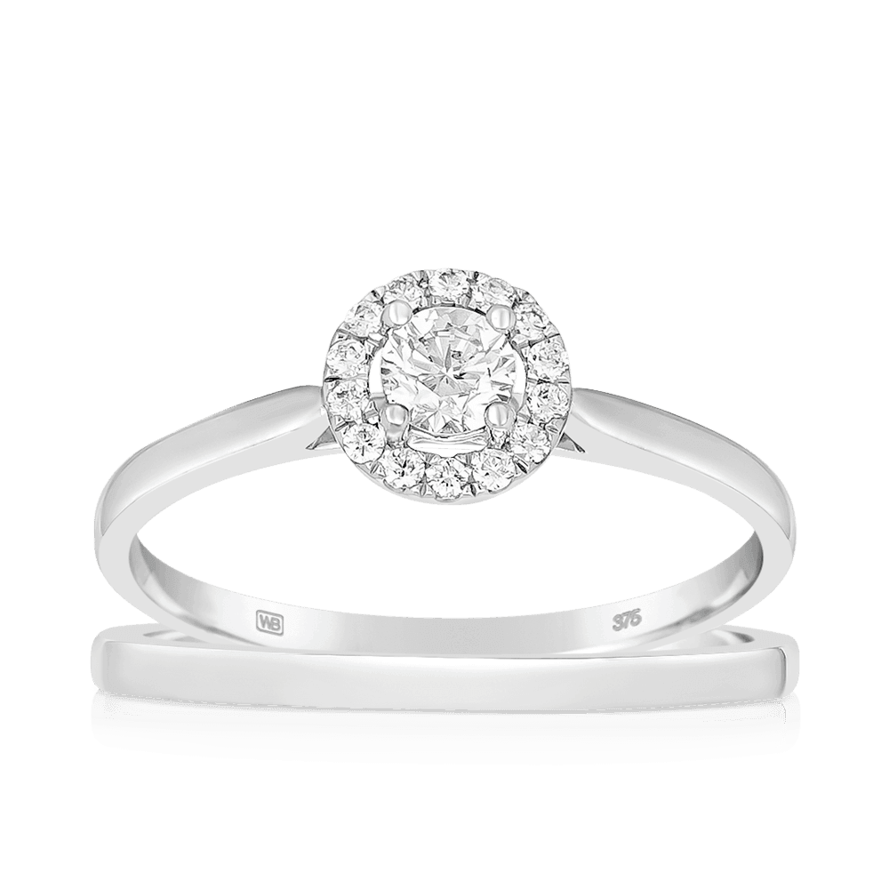 0.33ct TW Diamond Engagement Bridal Set in 9ct White Gold - Wallace Bishop