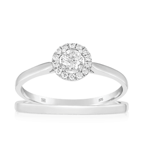 0.33ct TW Diamond Engagement Bridal Set in 9ct White Gold - Wallace Bishop