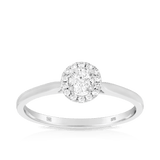 0.34ct TW Diamond Oval Halo Engagement Ring in 9ct White Gold