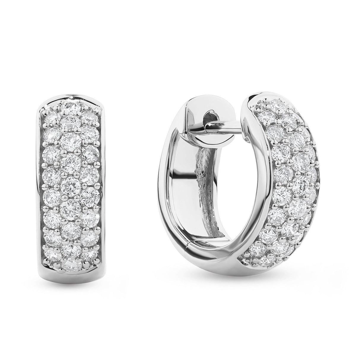 0.34ct TW Diamond Pavé Dome Huggie Earrings in 9ct White Gold - Wallace Bishop