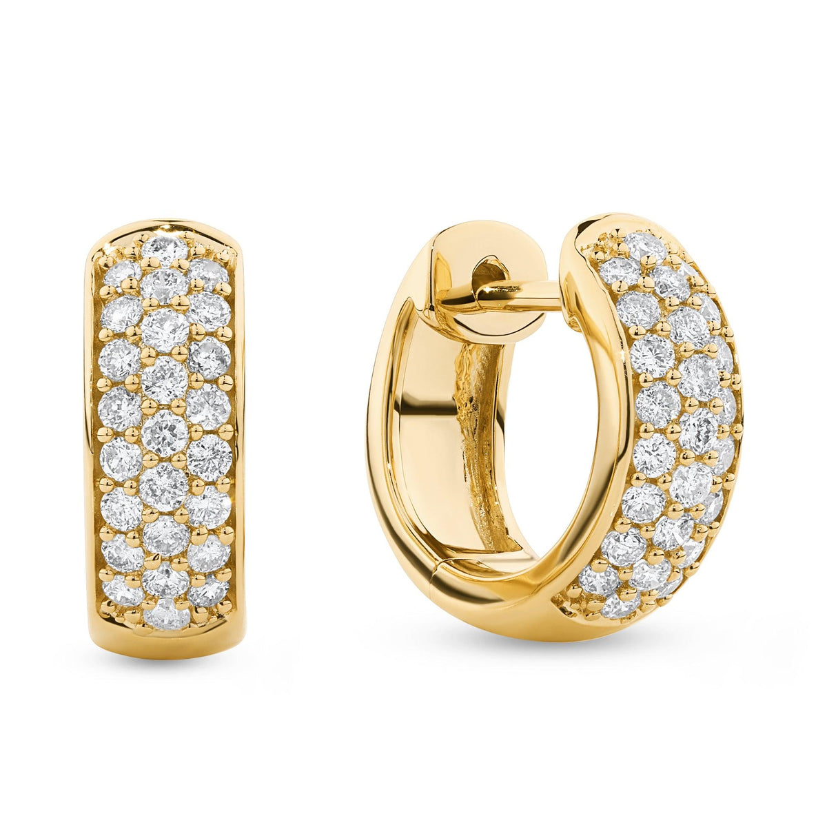 0.34ct TW Diamond Pavé Dome Huggie Earrings in 9ct Yellow Gold - Wallace Bishop