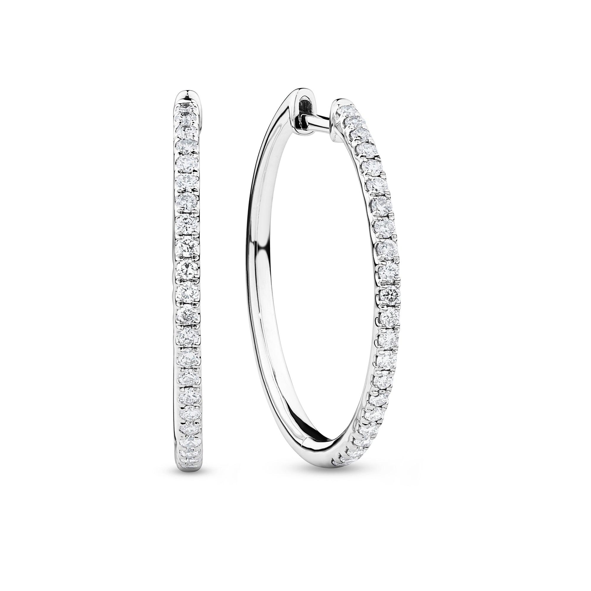 0.352ct TW Diamond Hoop Earrings in 9ct White Gold - Wallace Bishop