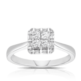 0.35ct TW Diamond Square Halo Engagement Ring in 9ct White Gold - Wallace Bishop