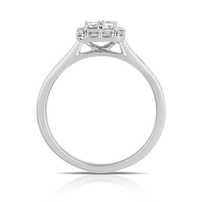 0.35ct TW Diamond Square Halo Engagement Ring in 9ct White Gold - Wallace Bishop