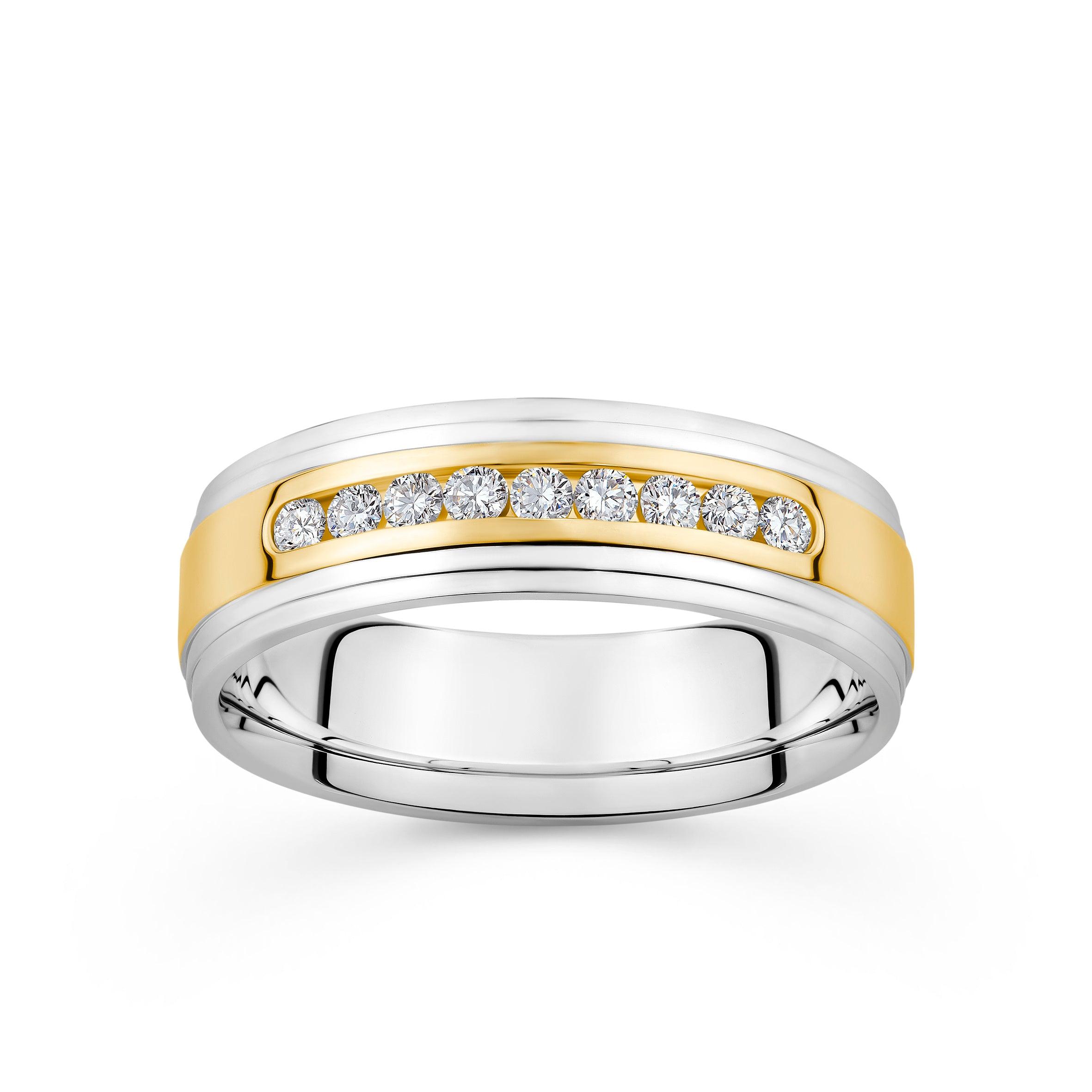 0.36ct TDW Men's Diamond Band in 9ct Yellow and White Gold