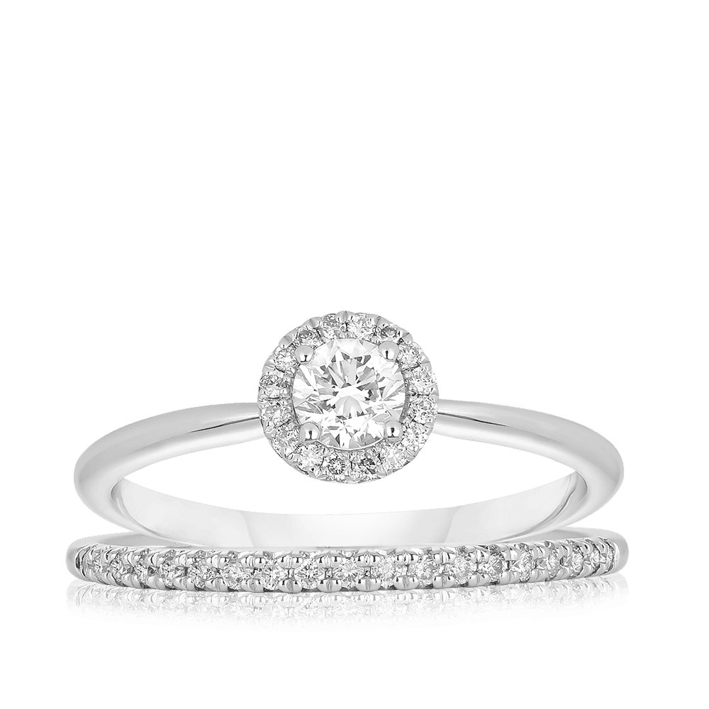 0.38ct TW Diamond Halo Engagement Ring in 9ct White Gold