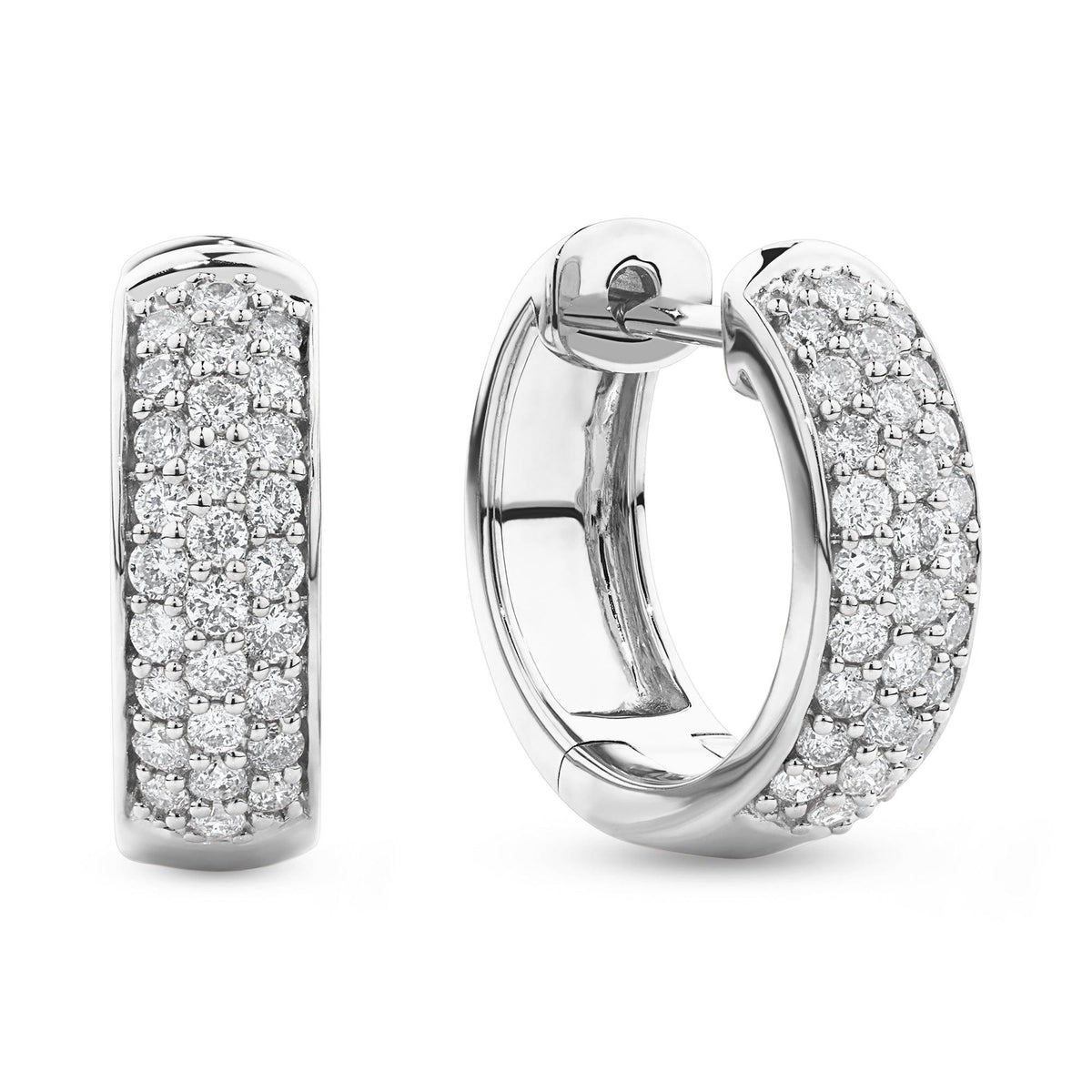 0.38ct TW Diamond Pavé Dome Huggie Earrings in 9ct White Gold - Wallace Bishop