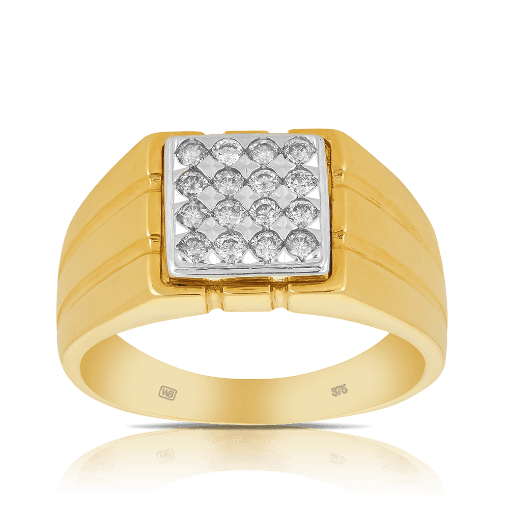 0.50ct TDW Diamond Men's Wedding Band in 9ct Yellow & White Gold - Wallace Bishop