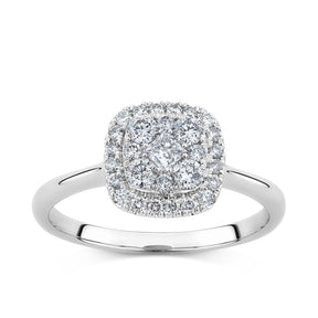 0.50ct TDW Diamond Square Halo Engagement Ring in 9ct White Gold - Wallace Bishop