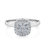 0.50ct TW Diamond Square Halo Engagement Ring in 9ct White Gold
