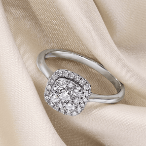 0.50ct TDW Diamond Square Halo Engagement Ring in 9ct White Gold - Wallace Bishop