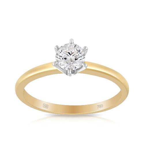 0.50ct TDW Solitaire Diamond Engagement Ring in 18ct Yellow and White Gold - Wallace Bishop