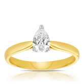 0.50ct TW Certified Diamond Solitaire Pear Engagement Ring in 18ct Yellow & White Gold - Wallace Bishop