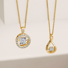 0.50ct TW Dancing Diamond Halo Pendant & Chain in 18ct Yellow Gold - Wallace Bishop