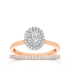 0.50ct TW Diamond Double Halo Oval Engagement & Bridal Set in 9ct Rose & White Gold - Wallace Bishop