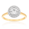 0.50ct TW Diamond Halo Engagement Ring in 9ct Yellow & White Gold - Wallace Bishop