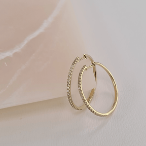 0.50ct TW Diamond Hoop Earrings in 9ct Yellow Gold - Wallace Bishop