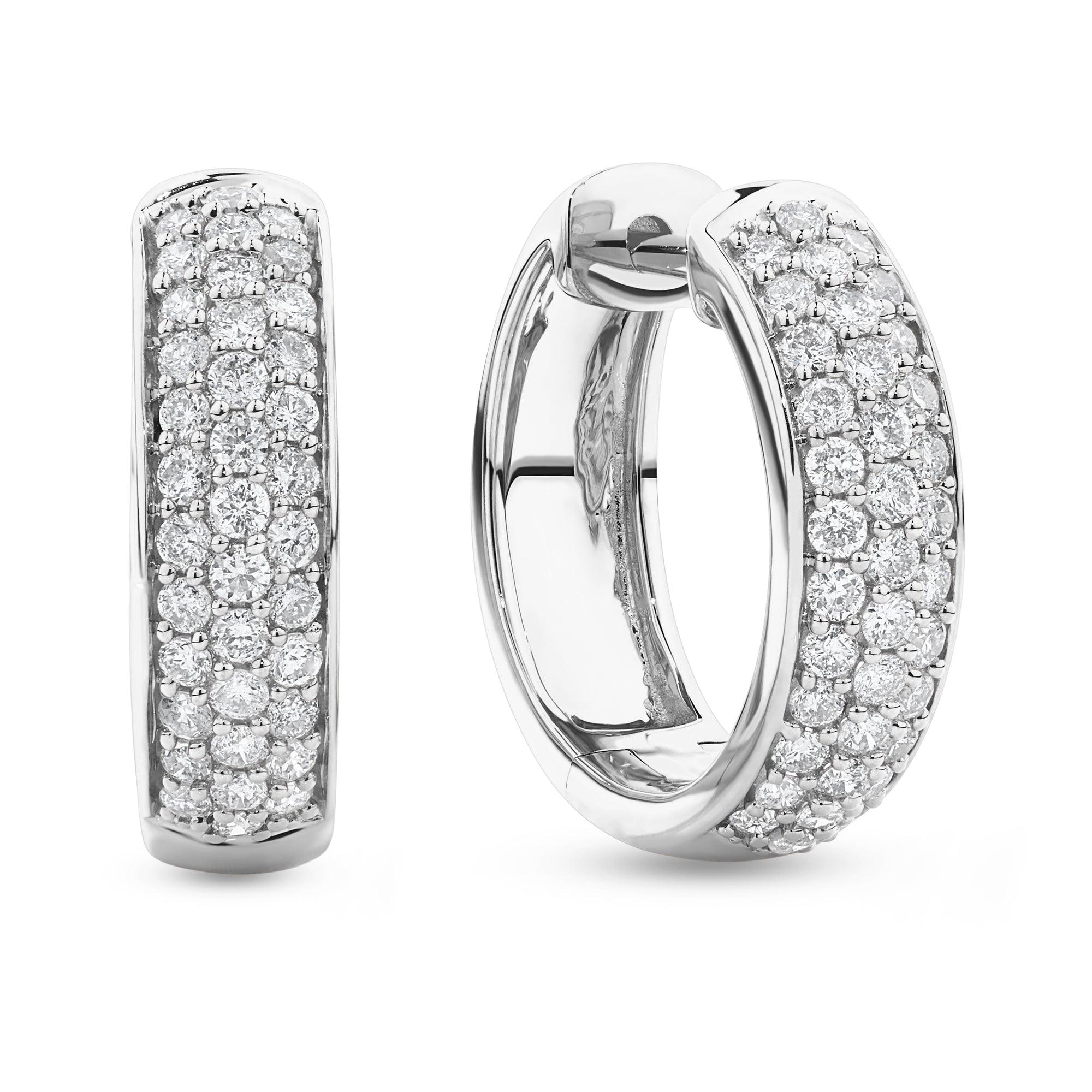 0.50ct TW Diamond Pavé Dome Huggie Earrings in 9ct White Gold - Wallace Bishop