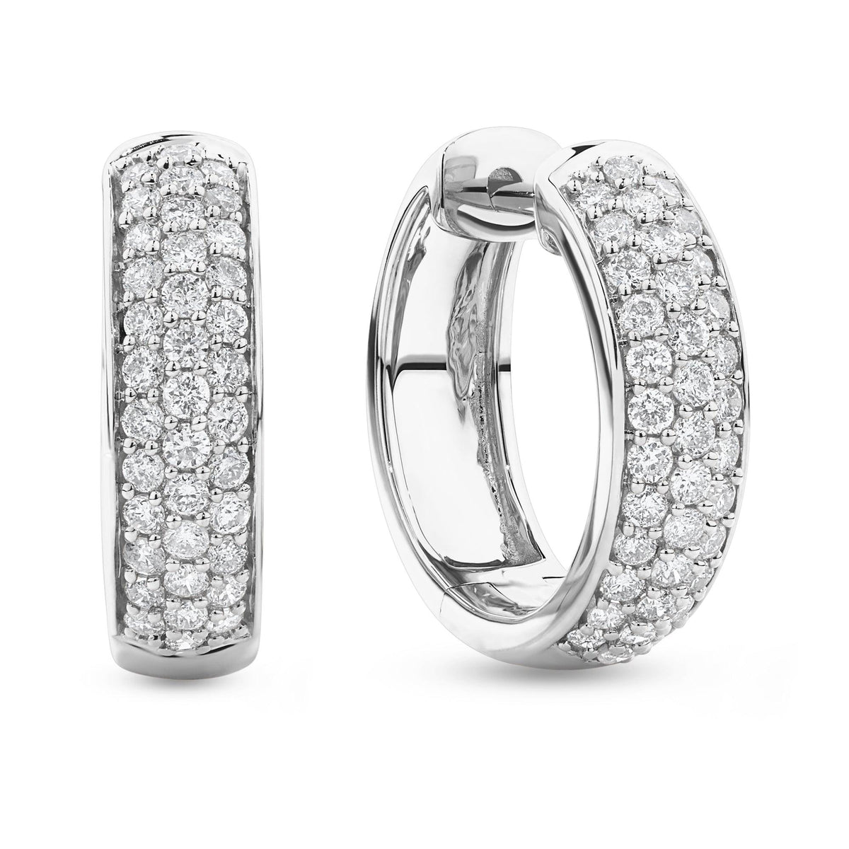 0.50ct TW Diamond Pavé Dome Huggie Earrings in 9ct White Gold - Wallace Bishop