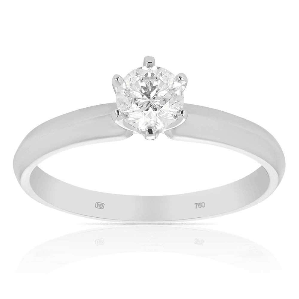 0.50ct Diamond Solitaire Engagement Ring in 18ct White Gold
