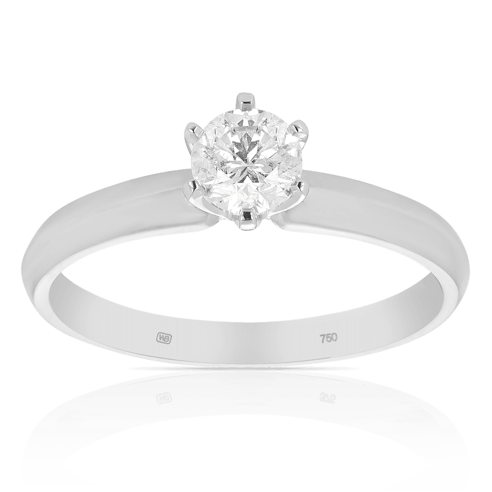 0.50ct TW Diamond Solitaire Engagement Ring in 18ct White Gold - Wallace Bishop